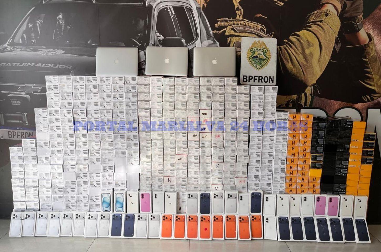 BPFRON Apreende Carga de R$ 1,5 Milhão em Celulares e MacBooks Sem Nota Fiscal na PR-323