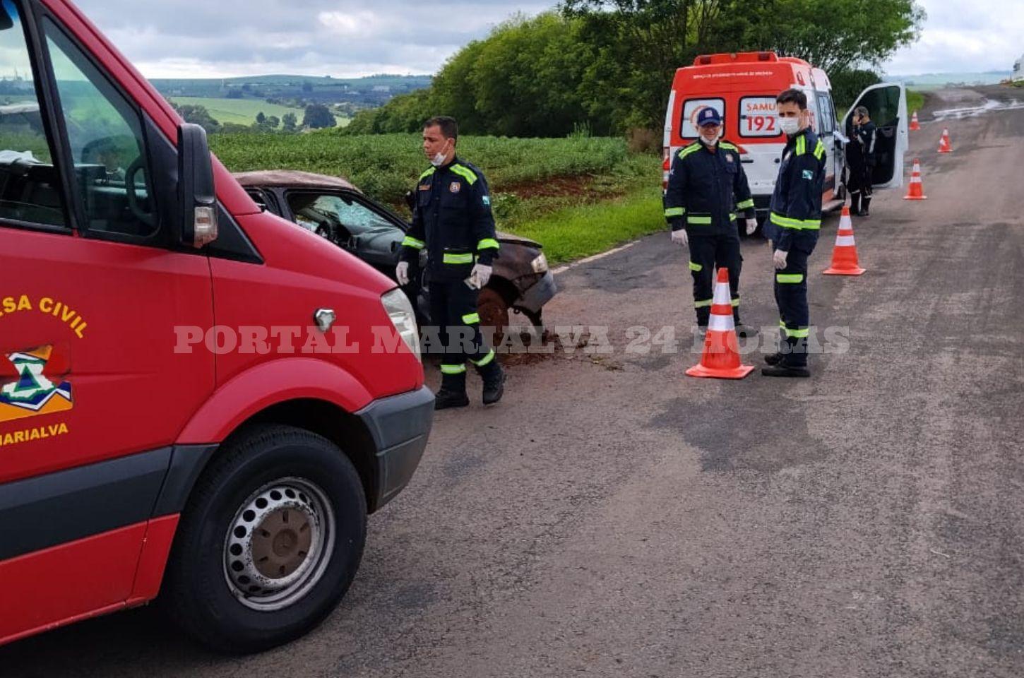 Capotamento mobiliza equipes de socorro na alça de acesso a Marialva na manhã desta sexta (2)