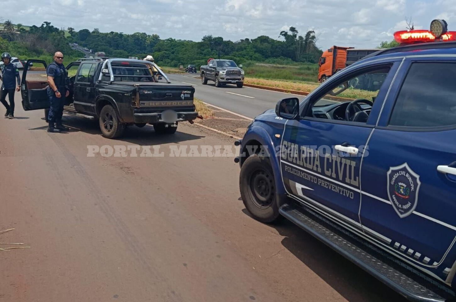 GCM de Marialva recupera caminhonete furtada em Sarandi após perseguição e acidente