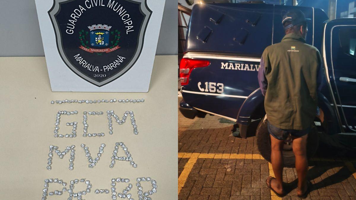 GCM de Marialva prende homem com 219 pedras de crack e cocaína durante ação na Vila Antônio