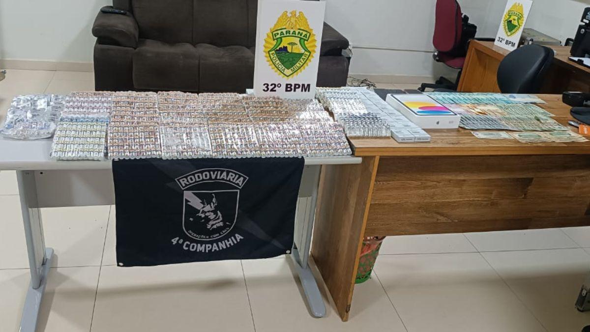 PM e BPRv apreendem mais de 2,5 mil emagrecedores contrabandeados na PR-546